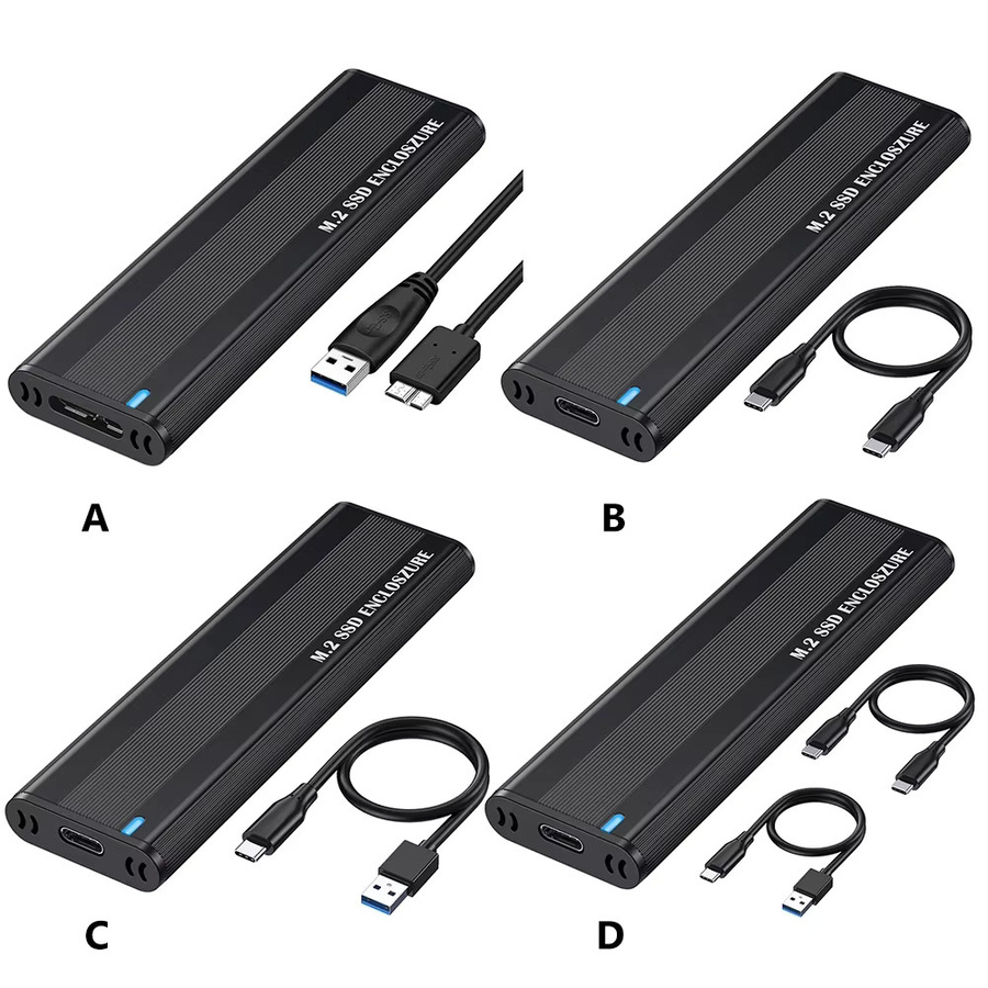 ALLOYSEED Dual-Protokoll M.2 NVMe SSD-Gehäuse, 10Gbps externes Festplattengehäuse für 2230/2242/2260/2280 SSDs, Schwarz - Bild 3