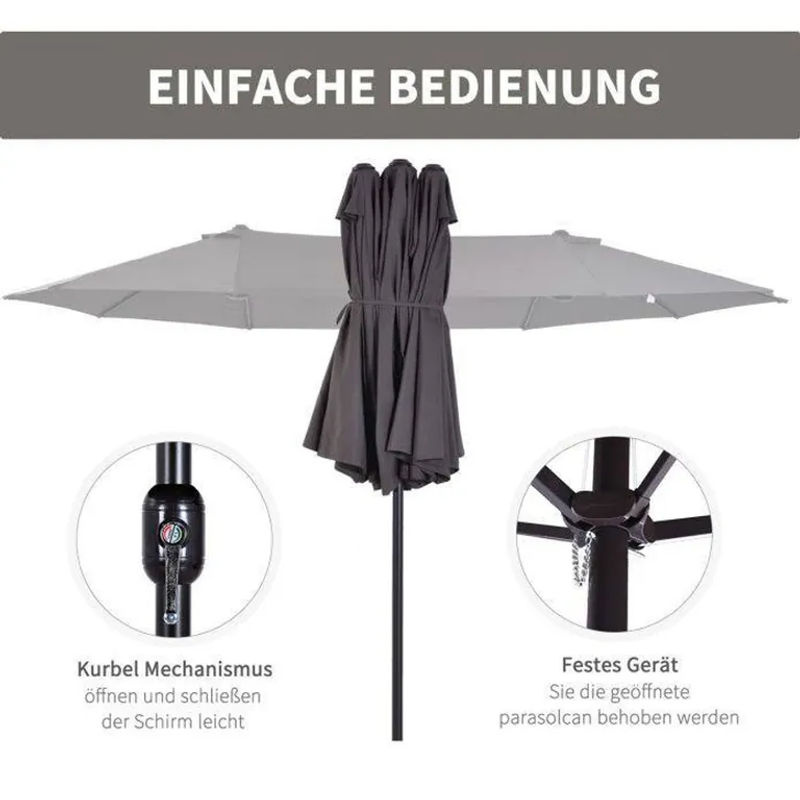 Outsunny Marktschirm aus Metall und Polyester in Grau, B: 270 cm, H: 240 cm, L: 460 cm - Bild 4