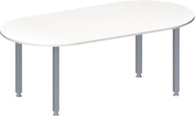 Schäfer Shop Genius Konferenztisch MODENA FLEX, oval, höhenverstellbar, weiß/weißaluminium, B: 200 cm, T: 100 cm, H: 72-84 cm - Bild 1