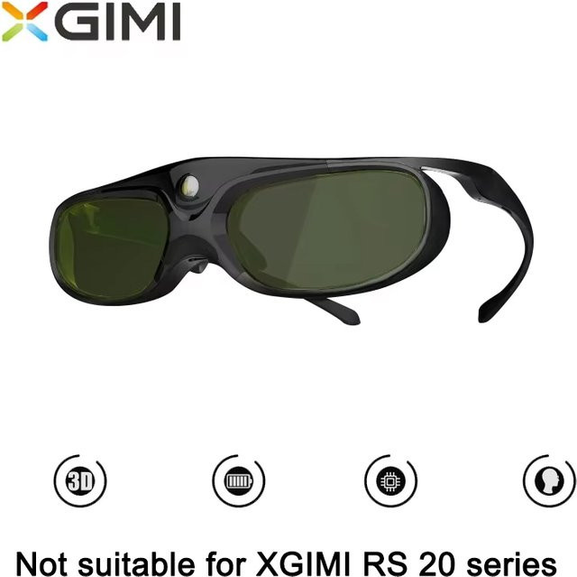 XGIMI Original 3D-Brille DLP-Link Active Shutter mit eingebautem Akku in Schwarz für Projektoren von Changhong, JMGO und Formovie - Bild 1