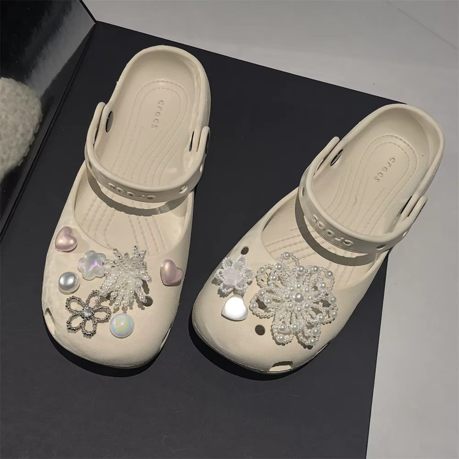 SMATLELF Schuh-Charms, Perlenblumen, Perlen, Weiß - Bild 3