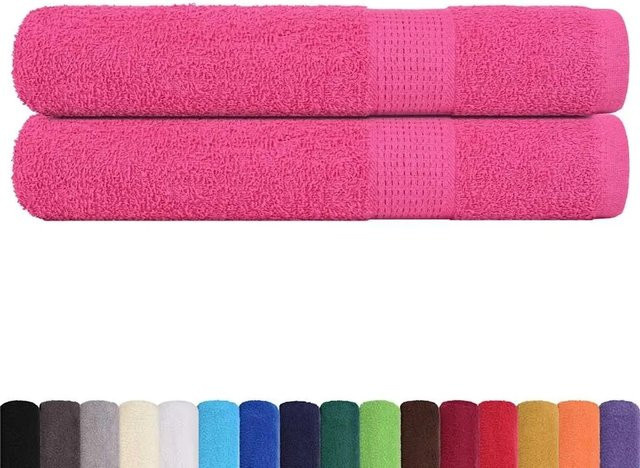 vidaXL Saunatücher 2er Set aus 100% Baumwolle in Rosa, B: 80 cm, L: 200 cm, 360 g/m² - Bild 1