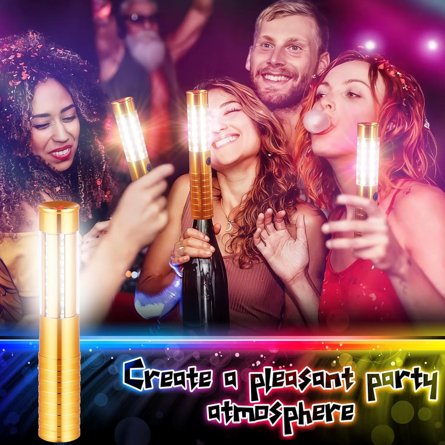 XIWANGFIRE Wiederaufladbarer LED-Leuchtstab für Flaschenservice in Gold und Weiß mit RGB-Effekt für Bar und Party - Bild 2