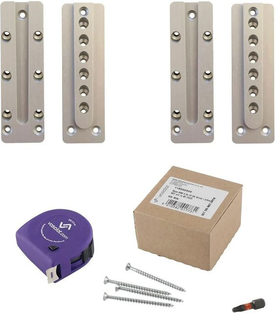 vasalat Set HVP Schwerlastverbinder aus Aluminium in Silber mit Spaxschrauben T-Star Plus und Bit TX20, B: 130 mm, H: 40 mm, Tiefe: 13 mm - Bild 1