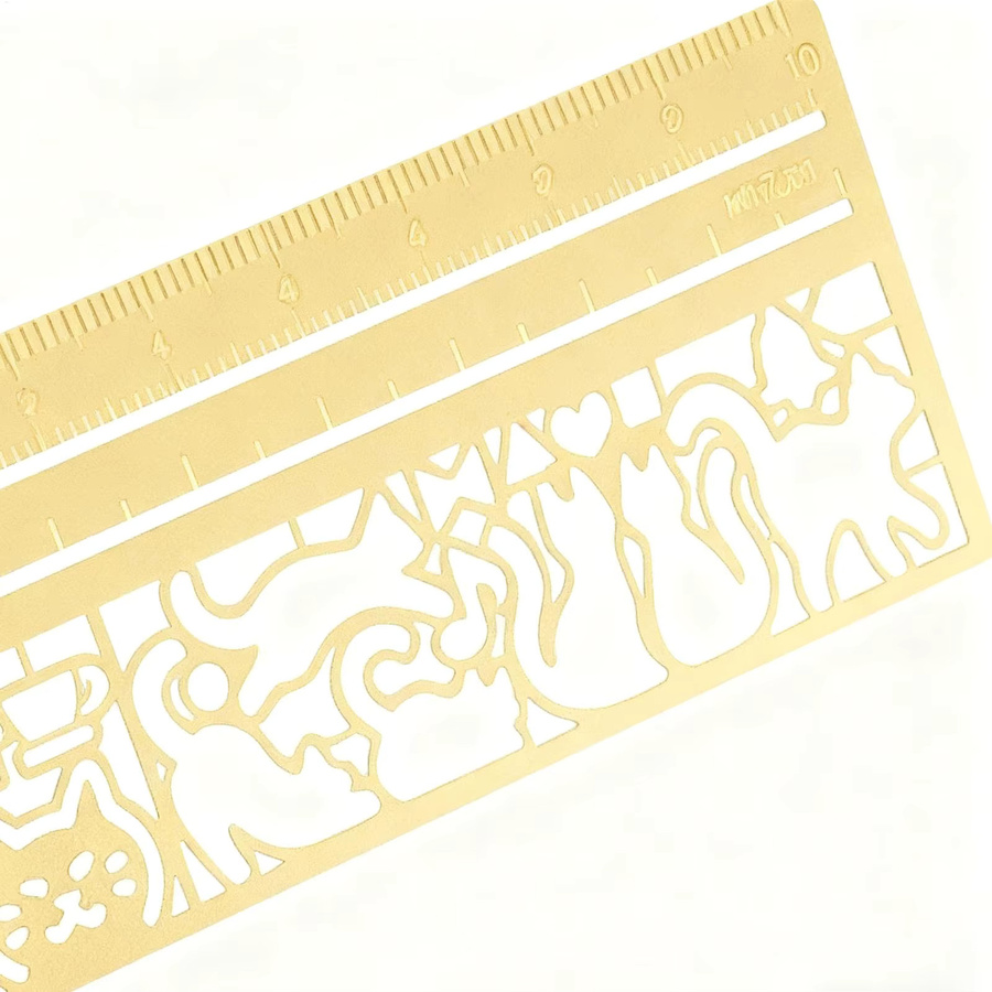 Multifunktionales Metall Lineal in Katzenform als Lesezeichen für Malerei und Zeichnung, Farbe: Gold - Bild 3