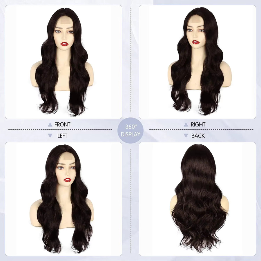G&T Wig Perücke, lange schwarze gewellte Synthetikhaar-Perücke, Damen - Bild 3