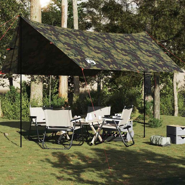 vidaXL Biwakplane Camouflage Wasserdicht B/T/H: 462 x 306 x 211 cm - Bild 2