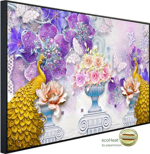 papermoon EcoHeat Infrarotheizung mit Blumenmuster in Bunt und Matt-Effekt mit App-Steuerung und WLAN - Bild 1