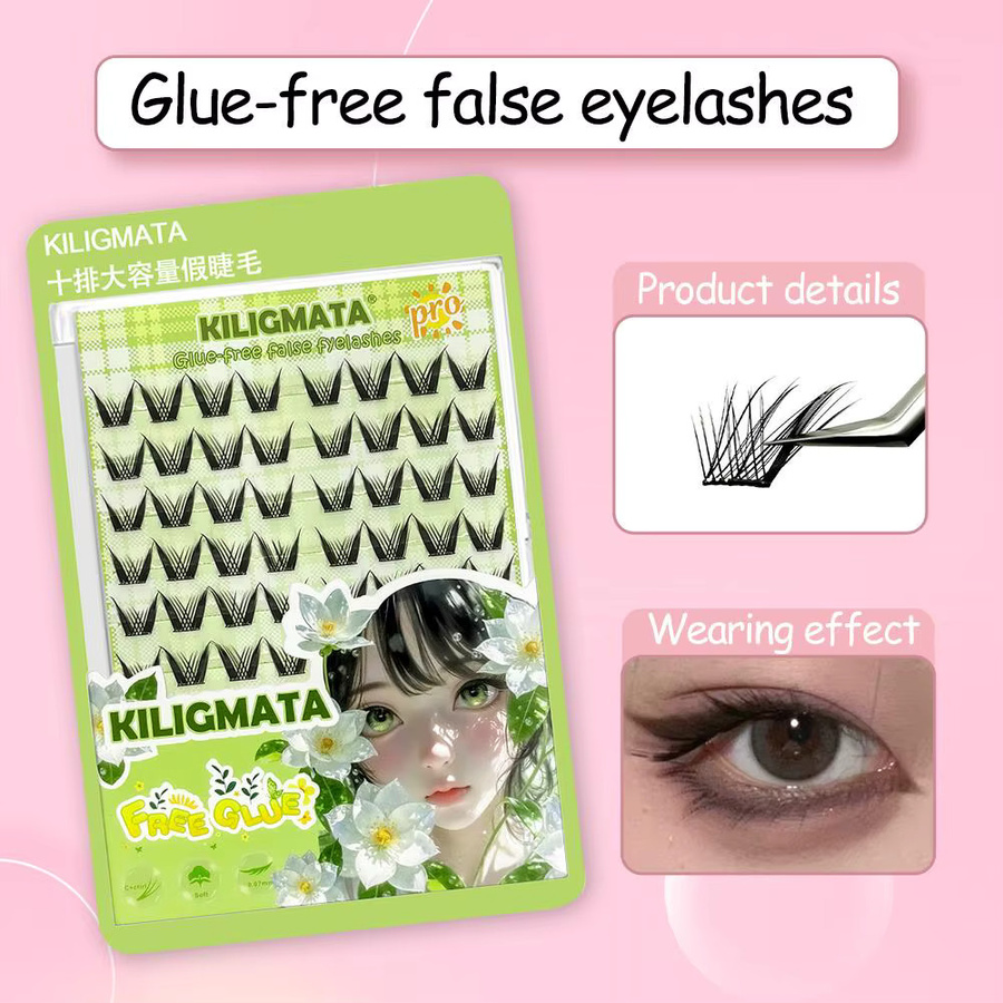 BIOAOUA Falsche Wimpern, 10 Paare, 6 Stile, selbstklebend, Sonnenblumenmuster - Bild 2