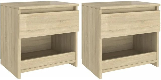 vidaXL Nachttische 2er-Set Sonoma-Eiche beige B/T/H: 40 x 30 x 39 cm aus Holzwerkstoff - Bild 1