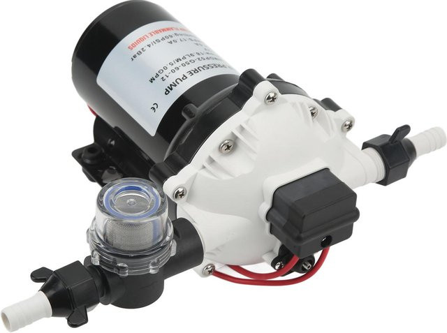Aimo Selbstansaugende Membranpumpe 12V in Weiß mit hohem Durchfluss 5,0 GPM und 60 PSI für Wohnmobil und Yacht - Bild 1