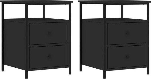 vidaXL Nachttische 2er Set im industriellen Stil, Schwarz, B/T/H: 44 x 45 x 60 cm - Bild 1