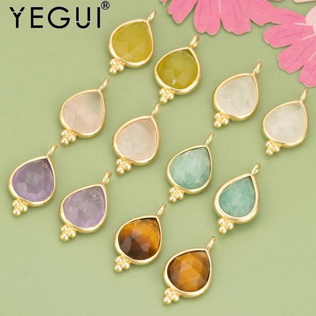 YEGUI Charms, 18 Karat vergoldet, Kupfer, Natursteine, DIY-Anhänger - Bild 1