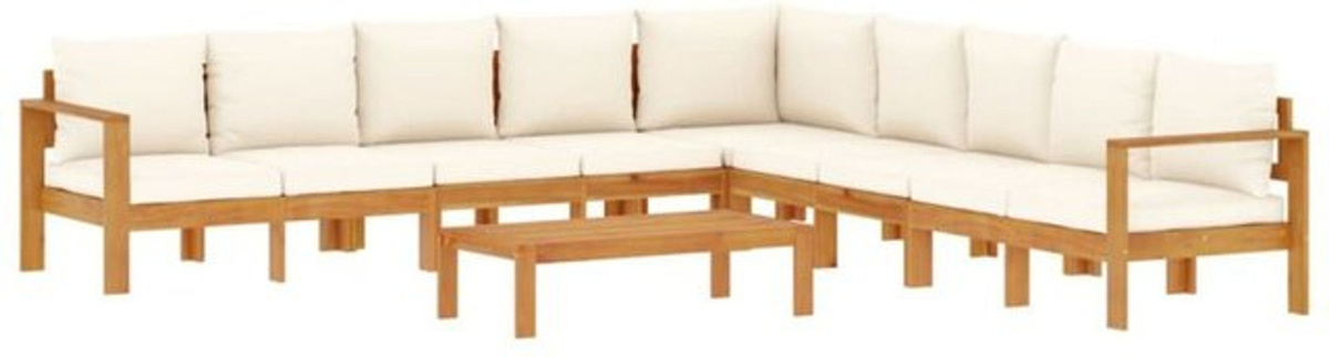 6-tlg. Garten-Sofagarnitur aus Massivholz Akazie mit Kissen in Cream und White von vidaxl - Bild 1
