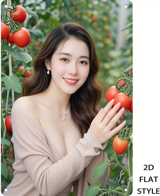 HELLOYOUNG Metallschild Tomato Girl Wanddekoration im Bauernhaus-Stil - Bild 1