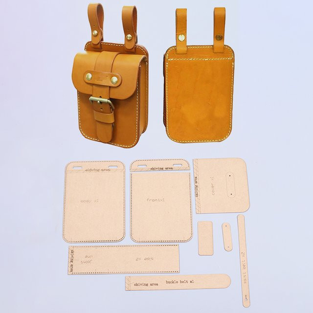 Hüfttasche Nähmuster aus Leder in Braun, B/T/H: 20 x 13 x 6 cm - Bild 1