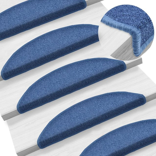 vidaXL Treppenstufenmatten 10 Stück, Blau, Polypropylen, selbstklebend, rutschfest und schalldämmend, B/T/H: 56,0 x 17,0 x 3,5 cm - Bild 2