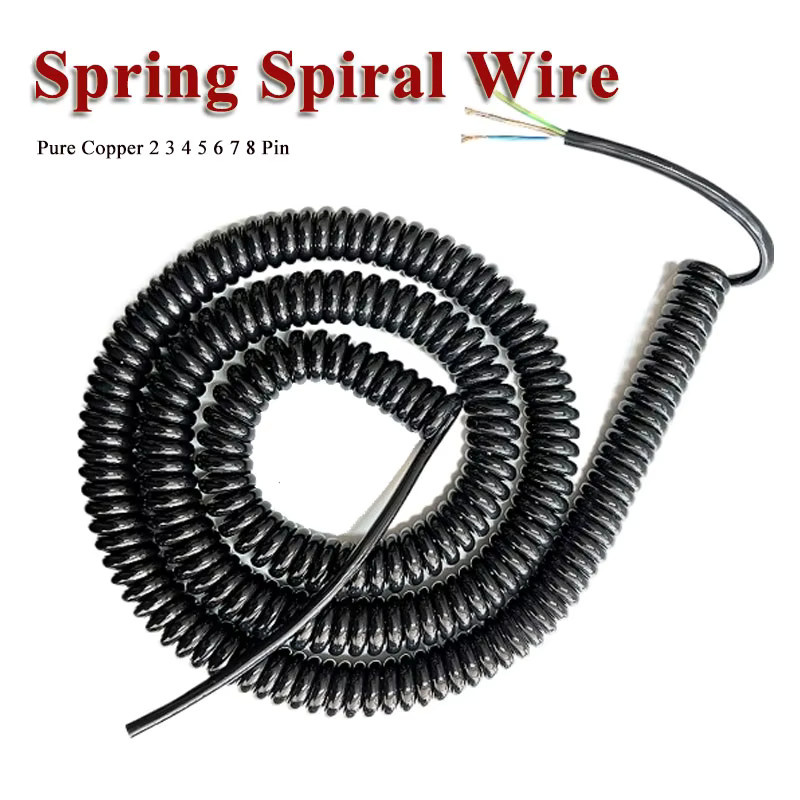 Flexibles Federdraht-Spiral-Teleskopkabel aus reinem Kupfer in Schwarz, 2 bis 8-polig, Länge 1–10 Meter - Bild 5