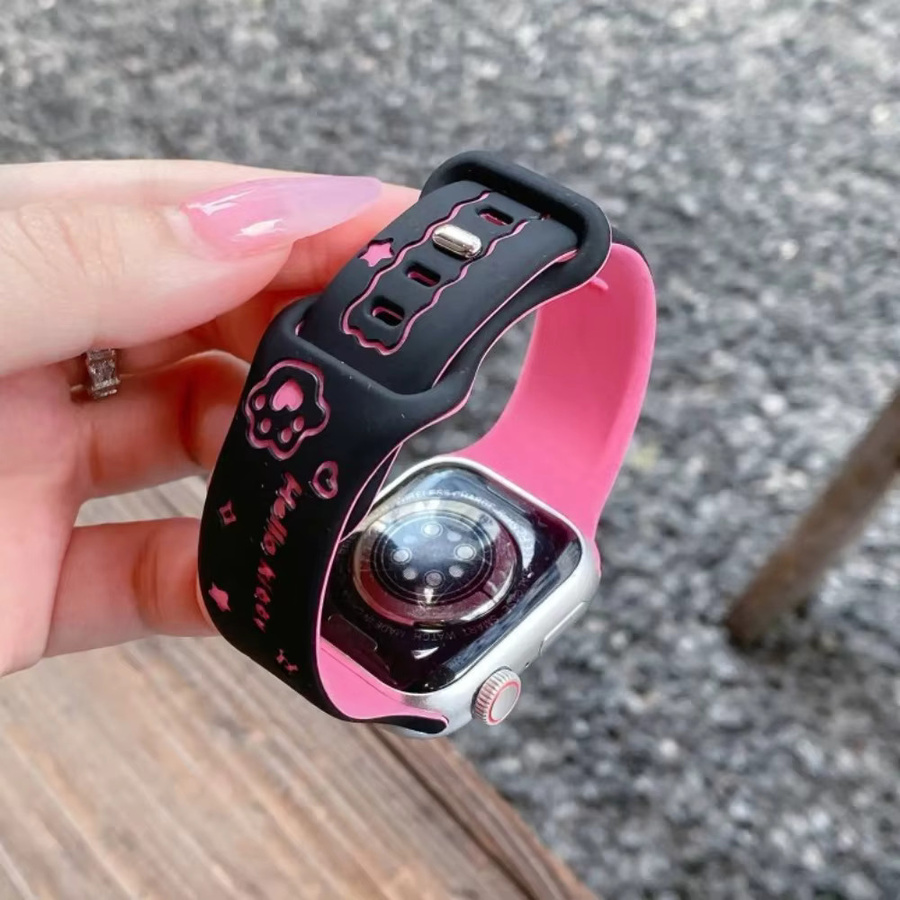Sanrio Hello Kitty Silikonhülle und Armband für Apple Watch in Grau - Bild 1