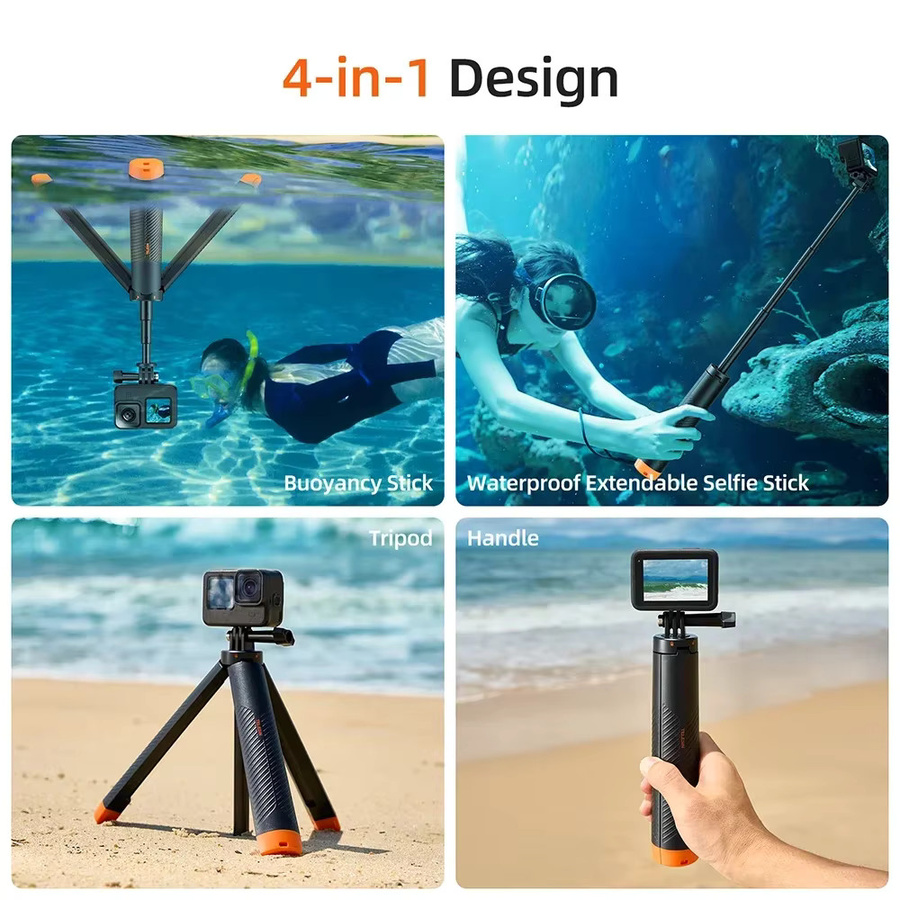 Telesin Zubehörset für DJI OSMO Action 5 Pro, 4 und 3 in Schwarz mit Selfie Stick, Stativ, Schutzrahmen, Gehäuse und CPL ND 8 32 64 Filter Kit - Bild 1