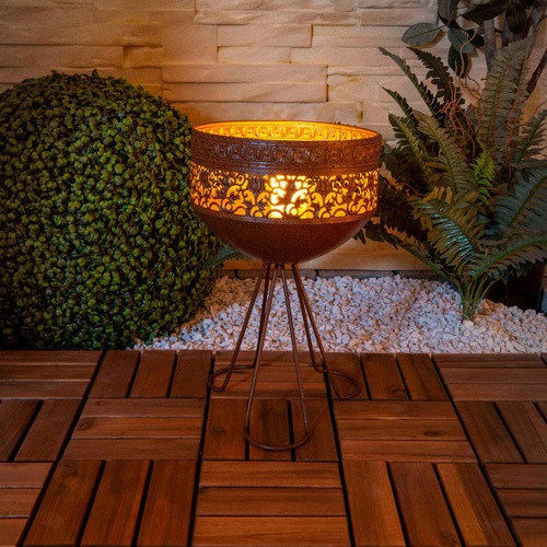Näve LED-Deko-Solarleuchte mit Flammeneffekt und Standfuß in Orange, Höhe: 34,5 cm - Bild 2