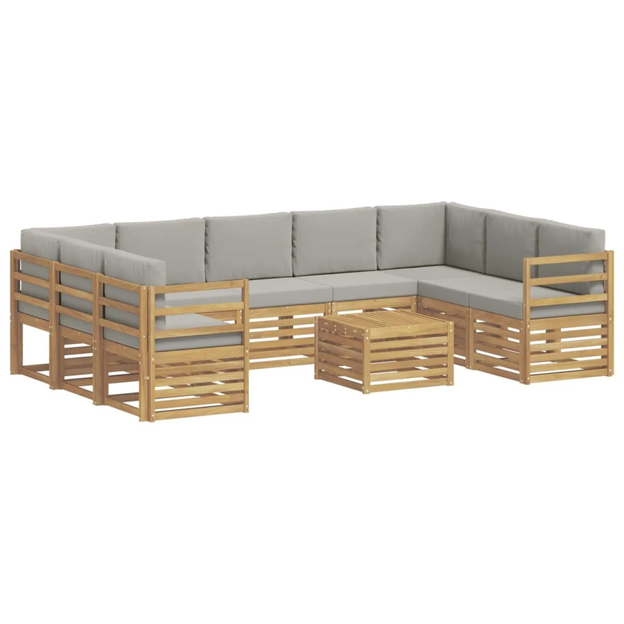 vidaXL Sofagarnitur 10er Set in Weiß und Hellgrau mit Polsterung und Akazienholz-Gestell, B/T/H: 59 x 59 x 37 cm - Bild 2