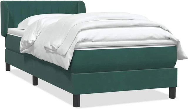 vidaXL Boxspringbett mit Matratze aus Samt in Dunkelgrün, B/T: 80 x 220 cm - Bild 1
