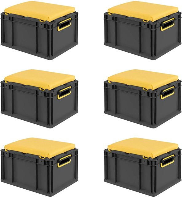 PROREGAL Sparset 6x Eurobox Nextgen Seat Box Gelb-Schwarz H x B x T: 26,5 x 30 x 40 cm mit 20 Liter Volumen - Bild 1