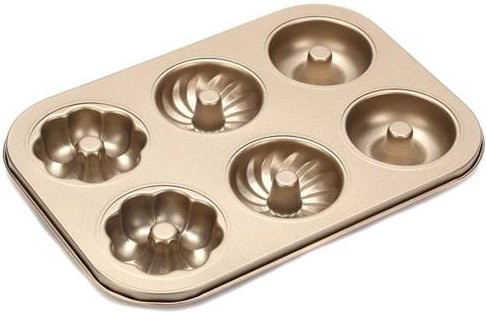 Zenup Donut Backform 6er-Set aus Kohlenstoffstahl mit Antihaftbeschichtung in Goldgelb - Bild 1