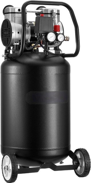 Ölfreier Luftkompressor von Buying Solutions, MB mit 50L Tank, 1,5 kW Leistung, 113L/min bei 6,2 Bar und max. 8 Bar Druck, Schwarz, Tragbar auf Rädern - Bild 1