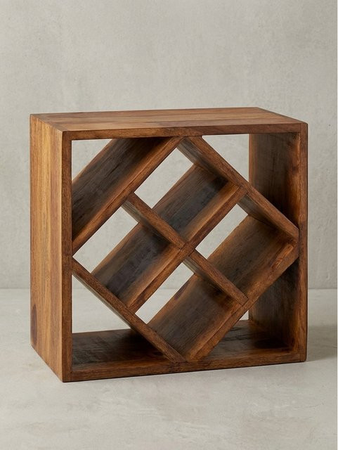 KADIMA DESIGN Weinregal aus Massivholz für 8 Flaschen stehend, braun, B/T/H: 40 x 40 x 25 cm - Bild 1