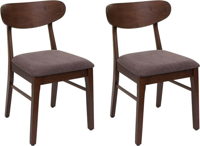 2er-Set MCW Esszimmerstuhl M59 aus Massivholz mit Stoffbezug in Taupe und dunklem Gestell - Bild 1