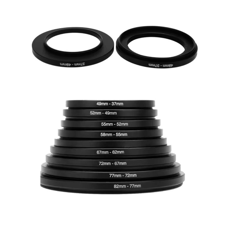 SZKOSTON Kameraobjektivfilter Step Up/Down Adapterring-Set in Schwarz für DSLR-Objektive, 9-teilig oder 18-teilig, 37–82 mm und 82–37 mm - Bild 3