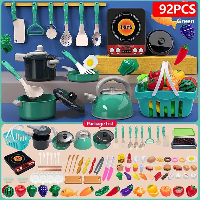 Binchi Kinderküchenspielzeug Set, Spielessen mit Töpfen Pfannen Utensilien, ab 3 Jahre - Bild 1