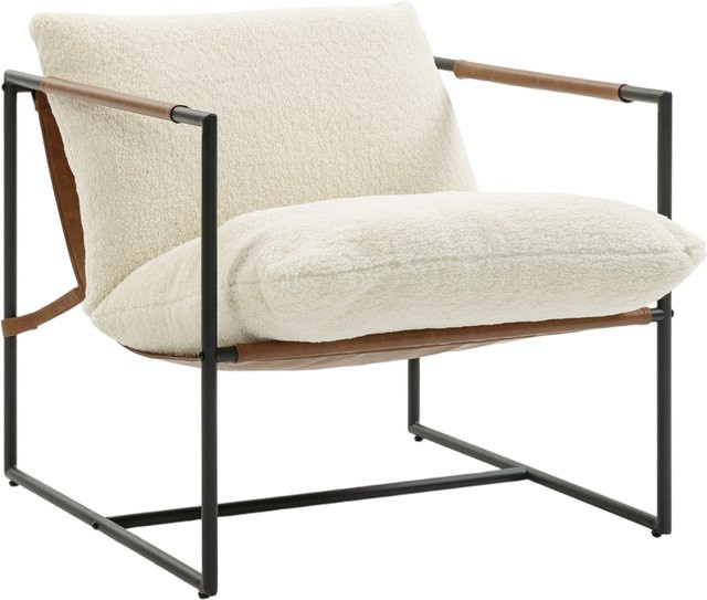 HOMCOM Wohnzimmer-Sessel aus Bouclé-Stoff mit Stahlgestell in Creme - Bild 1