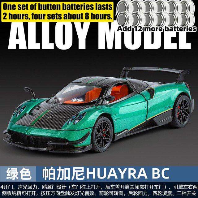 Linyi toy car Pagani Huayra Bc Hypercar, Sportwagen Modell, 1:24, Metall, Grün, ab 14 Jahren - Bild 1