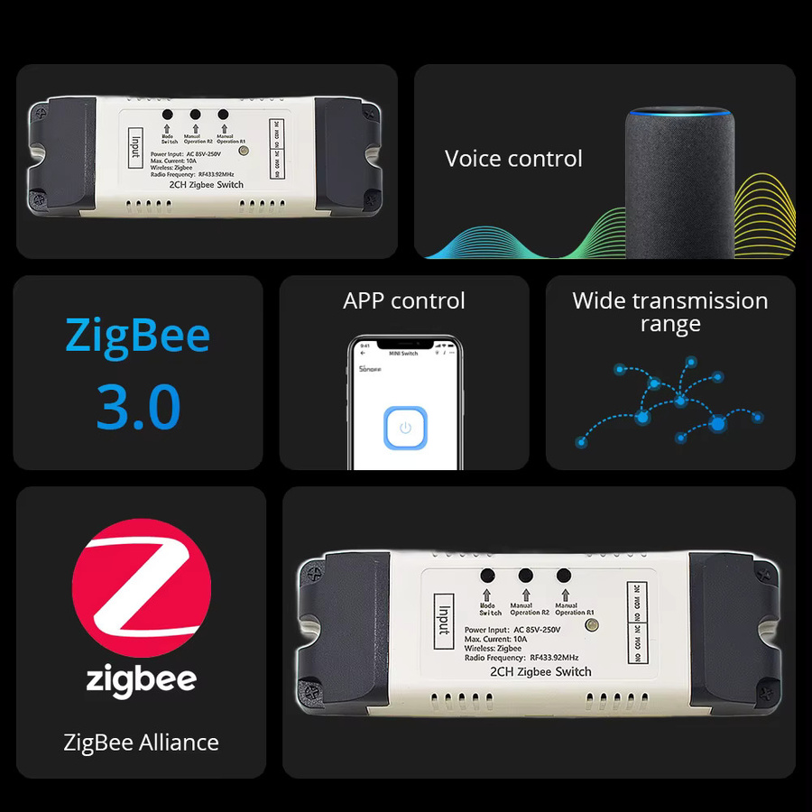 Scimagic-RC Zigbee Smart Electric Actuator Motor Controller 2-Kanal Schalter mit RF433 Fernbedienung und Pulse Modul Relais in Weiß - Bild 2