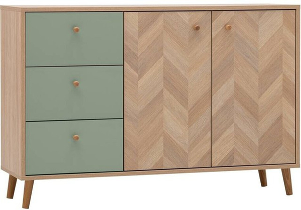 Schildmeyer Sideboard Visby Pistazie in Eiche Nachbildung mit Fischgrätenmuster B/H/T: 109 x 63,9 x 33,05 cm