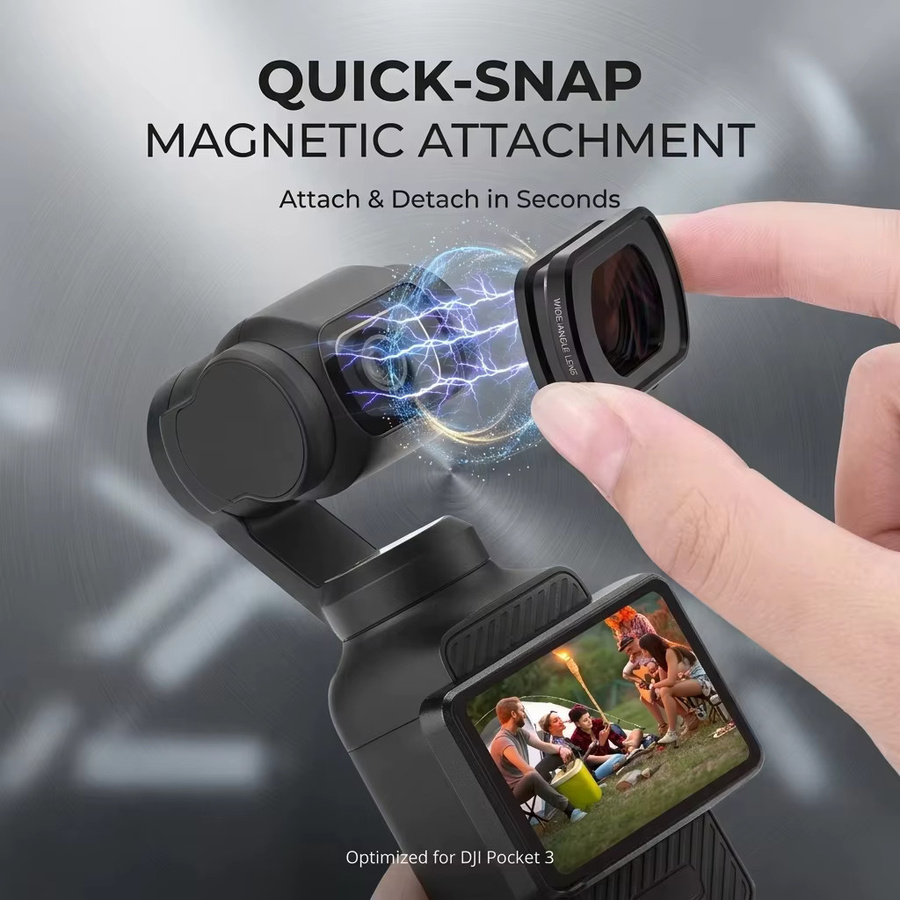 Magnetisches Weitwinkel- und Makroobjektiv aus optischem Glas für DJI Osmo Pocket 4 und Osmo Pocket 3 in Schwarz - Bild 2