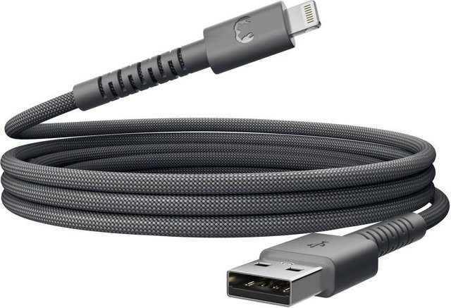 Fresh N Rebel FlexWave USB-A zu Lightning Kabel, geflochtenes Silikon, Storm Grey, 2m - Bild 1