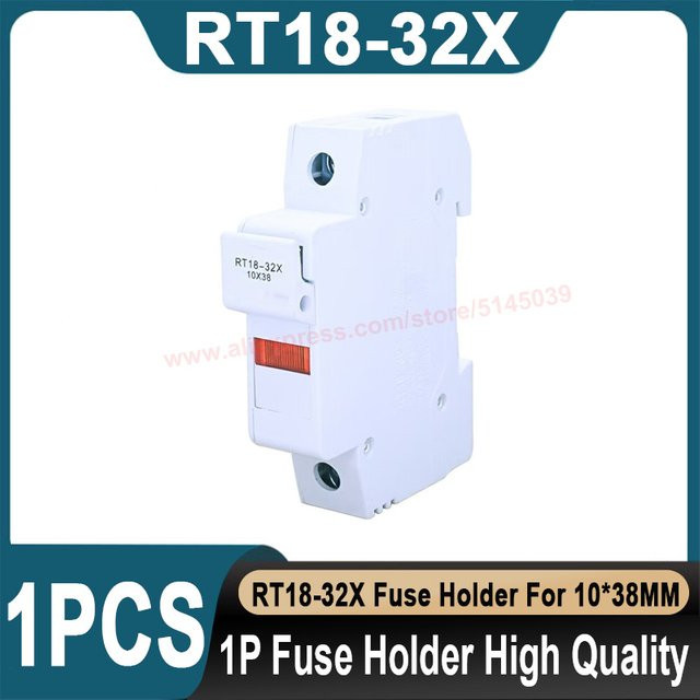 RT18-32X Sicherungshalter RO15 aus Keramik mit LCD-LED-Licht für DIN-Schienenmontage, Weiß, 10 x 38 mm, AC 500V - 690V - Bild 1