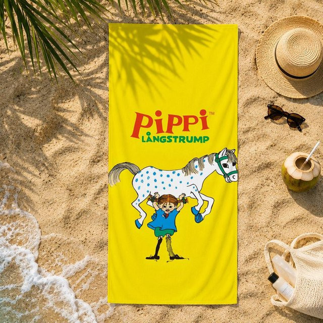 Cool Studio Pippi Langstrumpf Handtuch aus Mikrofaser, gelb, B: 50 cm, H: 100 cm - Bild 1