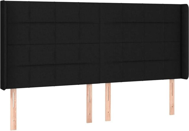 vidaXL LED Kopfteil Schwarz mit USB-Ladeport und integrierter Beleuchtung, Breite: 183 cm, Tiefe: 16 cm, Höhe: 118 cm - Bild 1
