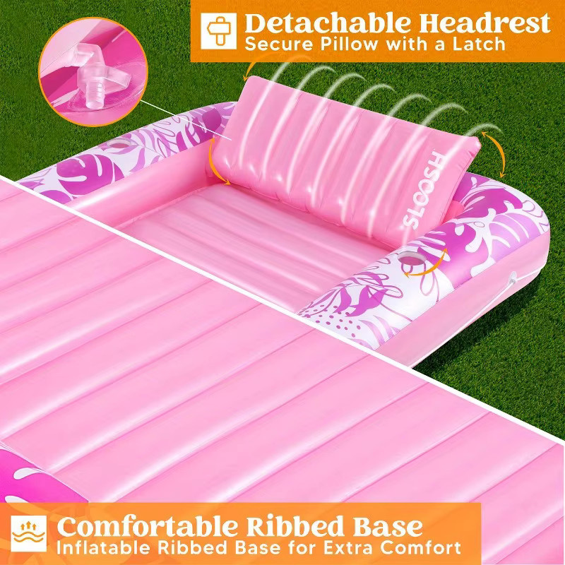 JOYFY Aufblasbare Sonnenliege für den Pool in Pink, Schwimmliege für Wasser und Ballbecken - Bild 3