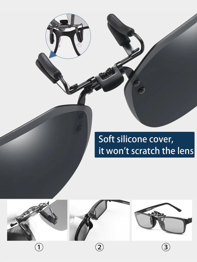 Veithdia Clip-On Sonnenbrille, randlos, polarisiert, Metall - Bild 2