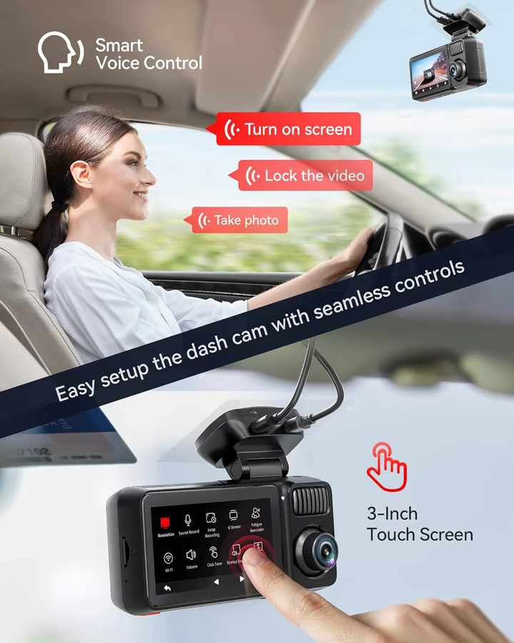 REDTIGER F17 Elite 4K Dashcam 3-Kanal-Autokamera mit WLAN, GPS, Vollfarb-Nachtsicht und Sprachsteuerung in Schwarz - Bild 4