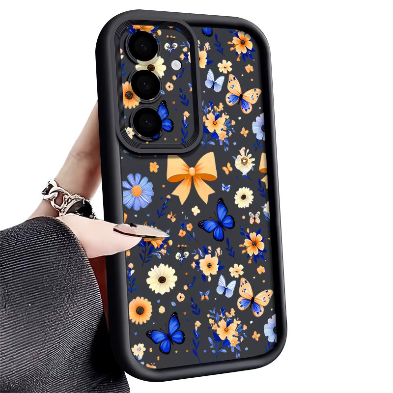 Stoßfeste TPU Handyhülle mit romantischem Garten-Muster für Samsung Galaxy S25 S24 S23 Ultra S25 Edge S24 S23 FE S22 Plus in Multicolour und Blau - Bild 5
