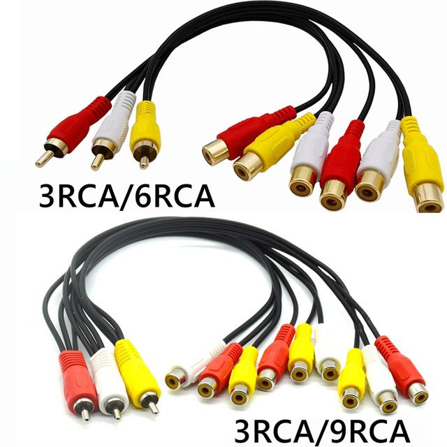 BSN Audio Video AV Adapterkabel RCA Splitter mit 3 auf 6 und 9 RCA Steckern in Multicolor für TV und DVD Player - Bild 1