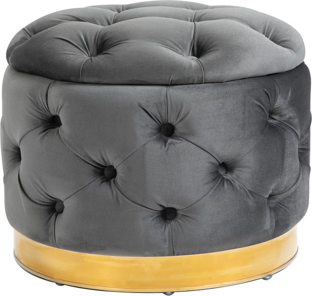 HOMCOM Sitzhocker mit Stauraum aus Stoff und Pappelholz in Holzkohlegrau, B/T/H: 55 x 55 x 42 cm - Bild 1