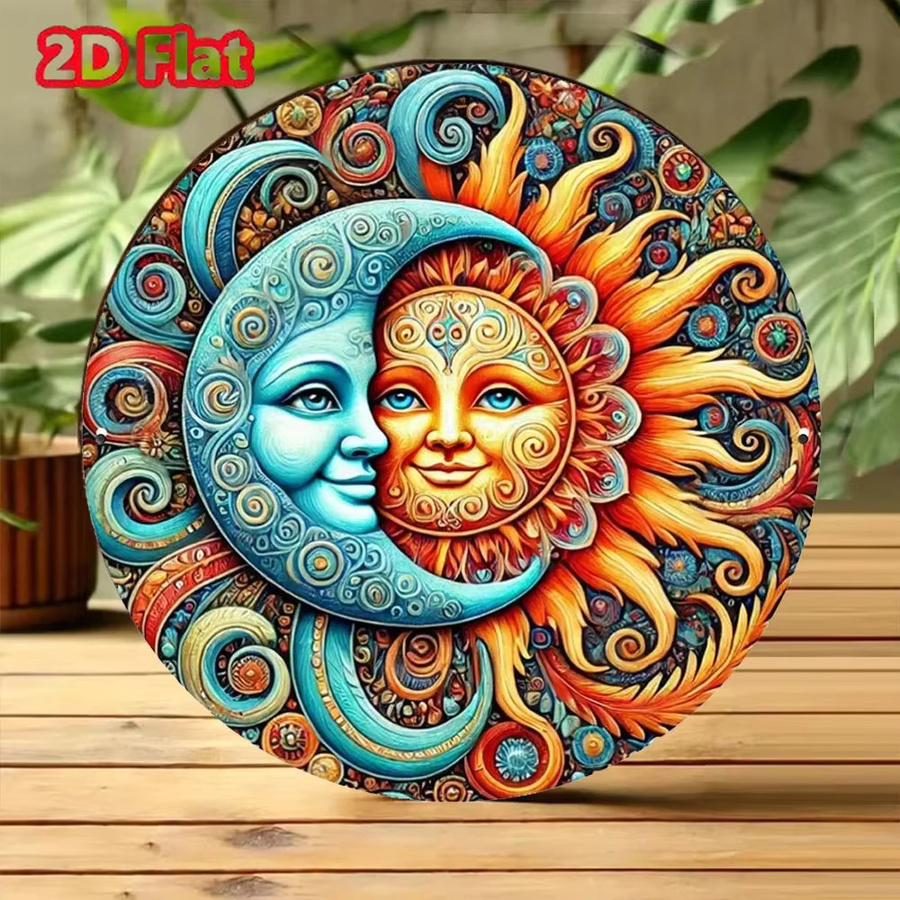 Dekoratives Potdemiel Metallschild Sonne und Mond aus Weißblech in Multicolor, Durchmesser: 20 cm - Bild 2